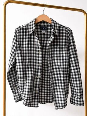 The Children's Place Black & White Gingham Button-Down Shirt